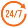 24/7 availability icon