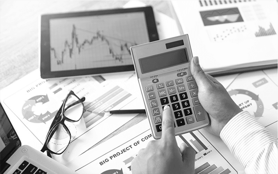 Grayscale calculator and financial documents